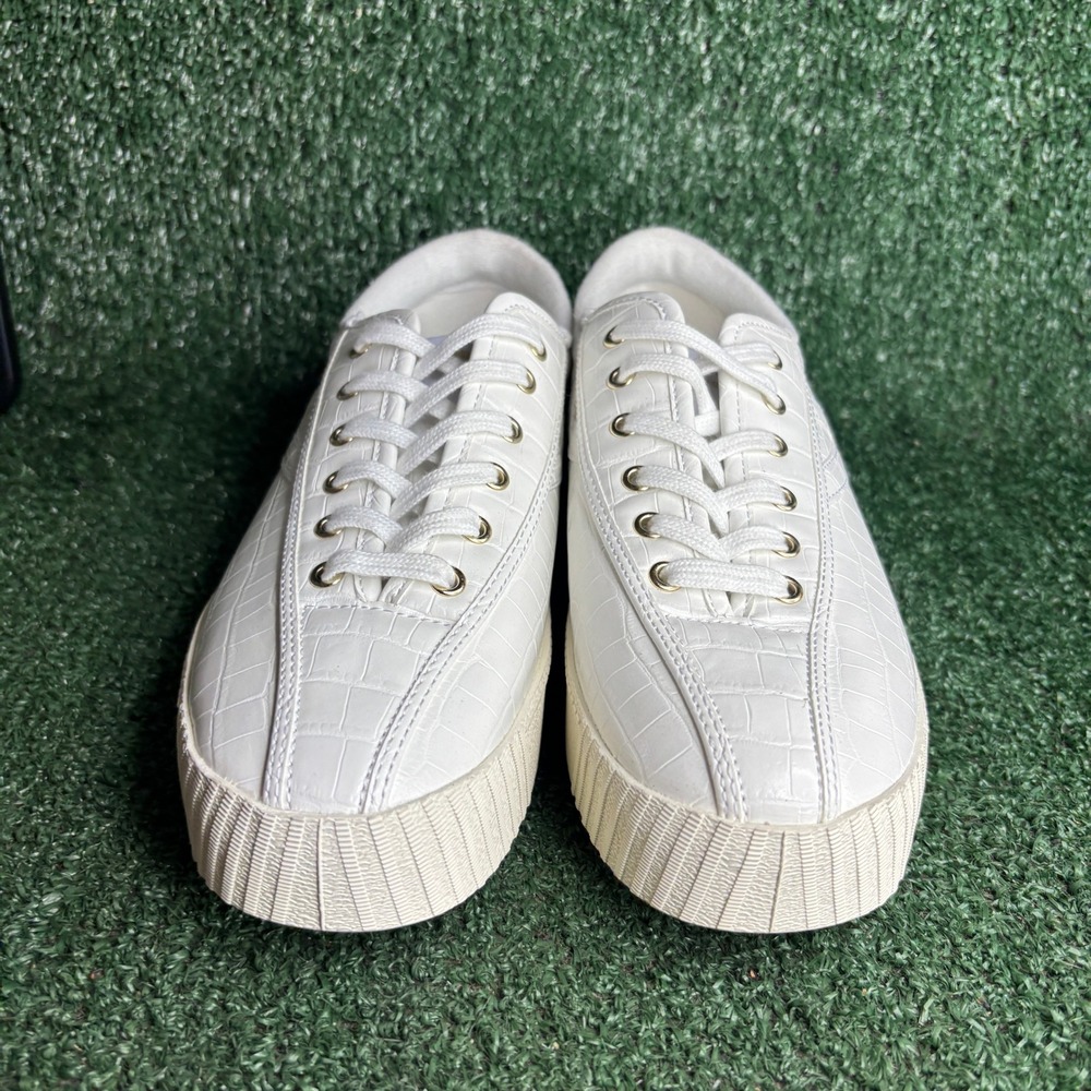 Tretorn White Croc-Embossed Platform Sneakers - Picture 2 of 7